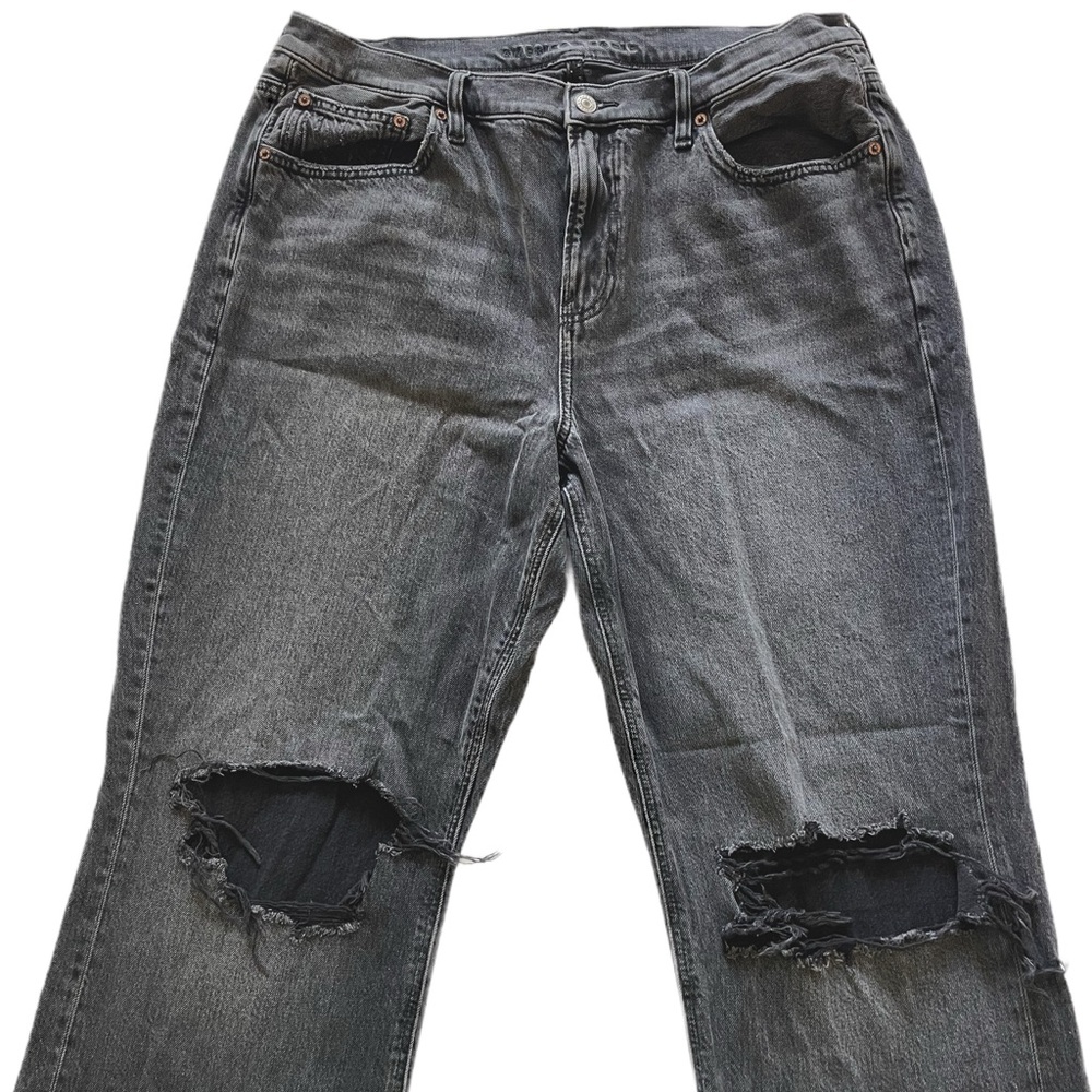 american eagle black kick-boot style ripped jeans